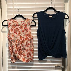 2  FOR THE PRICE OF ONE! J. Jill Twisted Front Linen Tank Tops Size S